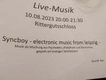Flyer für Live-Musik mit Syncboy am Donnerstag, dem 10.8.23